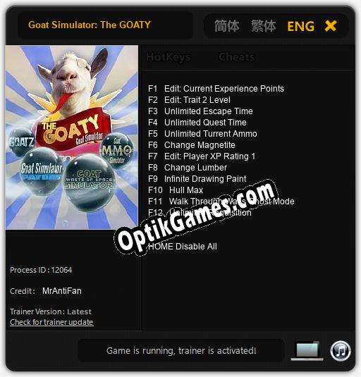 Trainer for Goat Simulator: The GOATY [v1.0.6]