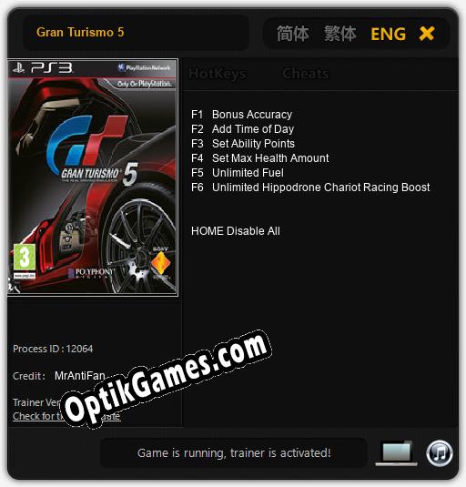 Gran Turismo 5: TRAINER AND CHEATS (V1.0.89)