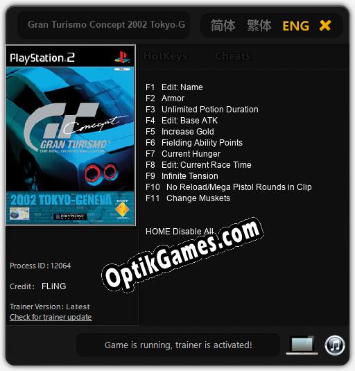 Gran Turismo Concept 2002 Tokyo-Geneva: Cheats, Trainer +11 [FLiNG]