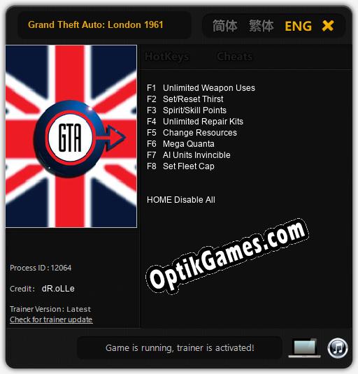 Grand Theft Auto: London 1961: Cheats, Trainer +8 [dR.oLLe]