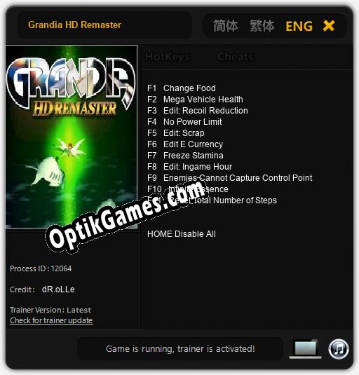 Grandia HD Remaster: Trainer +11 [v1.4]