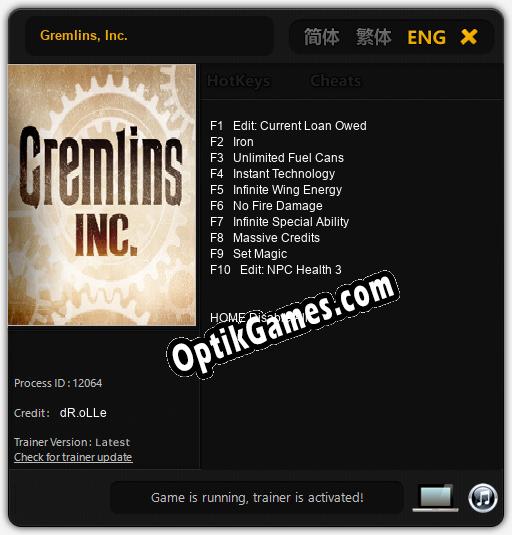 Gremlins, Inc.: Trainer +10 [v1.5]