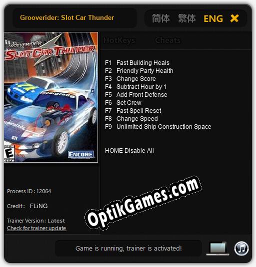 Trainer for Grooverider: Slot Car Thunder [v1.0.8]