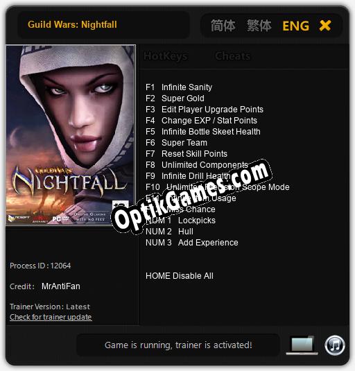 Trainer for Guild Wars: Nightfall [v1.0.3]
