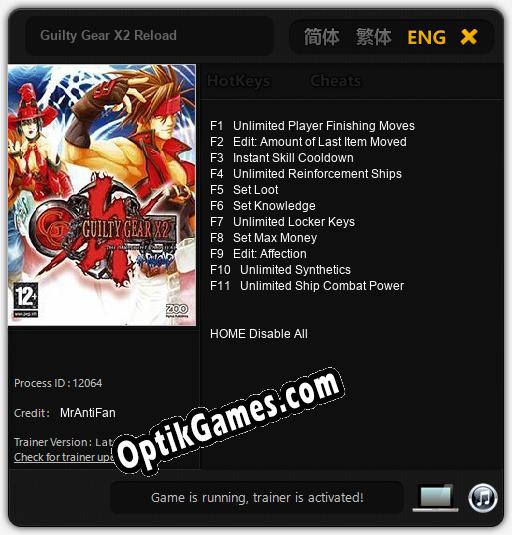 Guilty Gear X2 Reload: TRAINER AND CHEATS (V1.0.58)