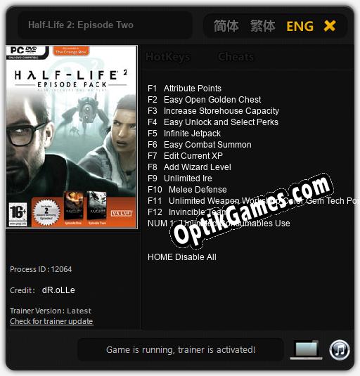 Half-Life 2: Episode Two: TRAINER AND CHEATS (V1.0.12)