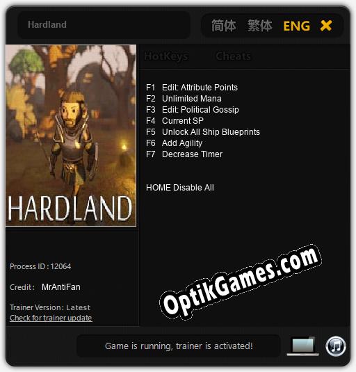 Trainer for Hardland [v1.0.4]