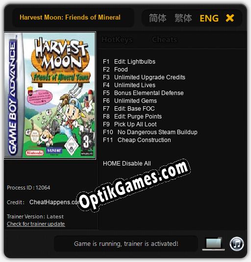 Harvest Moon: Friends of Mineral Town: Cheats, Trainer +11 [CheatHappens.com]
