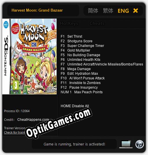 Harvest Moon: Grand Bazaar: TRAINER AND CHEATS (V1.0.2)