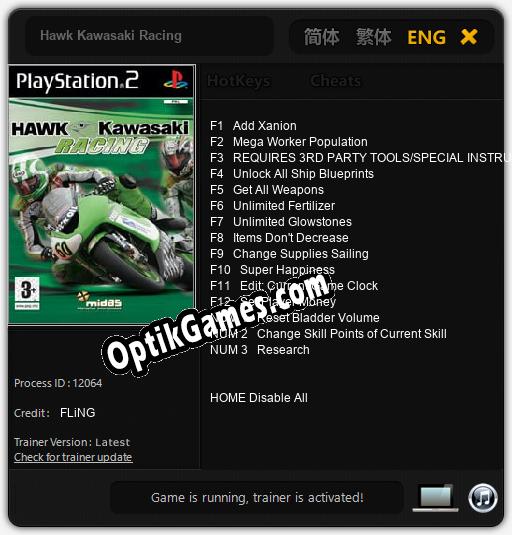 Trainer for Hawk Kawasaki Racing [v1.0.6]