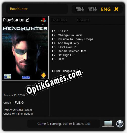 Headhunter: TRAINER AND CHEATS (V1.0.67)