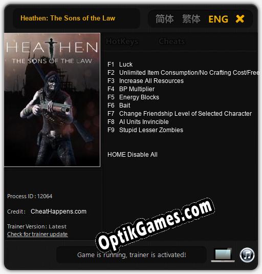 Heathen: The Sons of the Law: TRAINER AND CHEATS (V1.0.31)