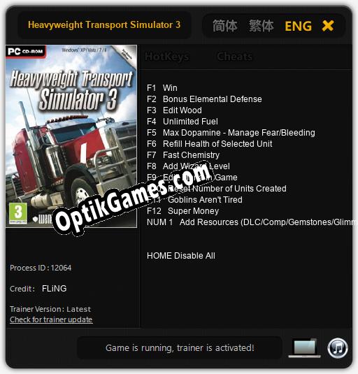Heavyweight Transport Simulator 3: TRAINER AND CHEATS (V1.0.23)