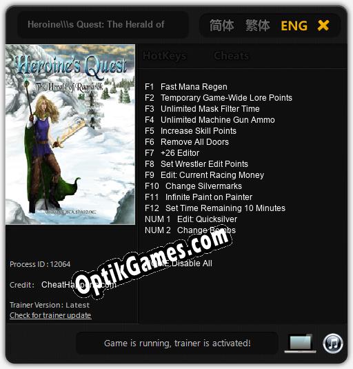 Heroines Quest: The Herald of Ragnarok: TRAINER AND CHEATS (V1.0.3)