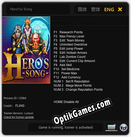 Heros Song: Cheats, Trainer +15 [FLiNG]