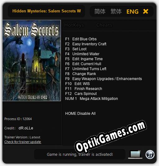 Hidden Mysteries: Salem Secrets Witch Trials of 1692: TRAINER AND CHEATS (V1.0.42)