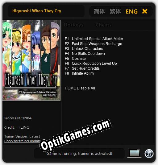 Higurashi When They Cry: Trainer +8 [v1.5]