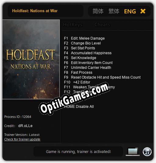 Holdfast: Nations at War: TRAINER AND CHEATS (V1.0.69)