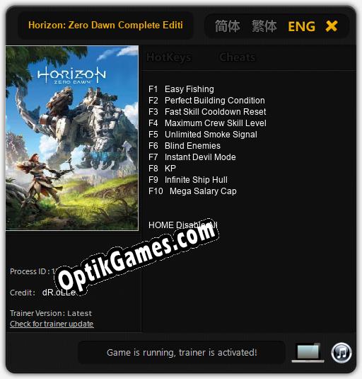 Horizon: Zero Dawn Complete Edition: Trainer +10 [v1.8]