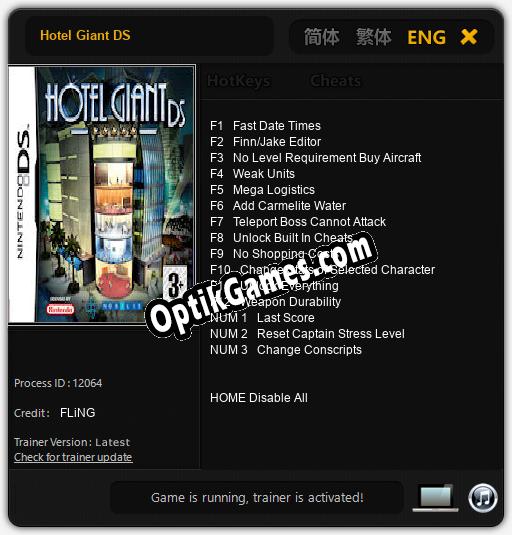 Hotel Giant DS: TRAINER AND CHEATS (V1.0.19)