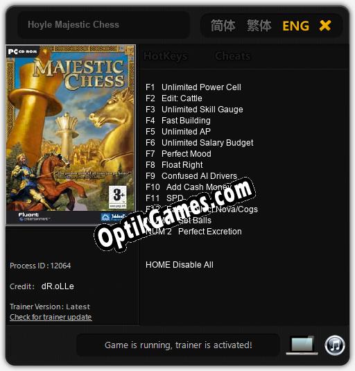 Hoyle Majestic Chess: TRAINER AND CHEATS (V1.0.76)