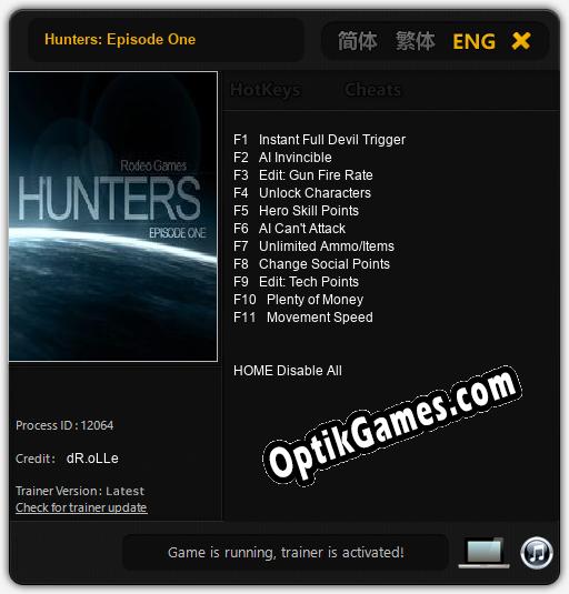 Hunters: Episode One: Cheats, Trainer +11 [dR.oLLe]