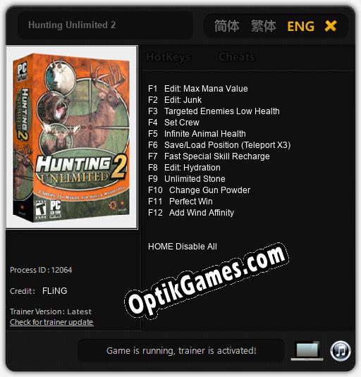 Hunting Unlimited 2: Cheats, Trainer +12 [FLiNG]