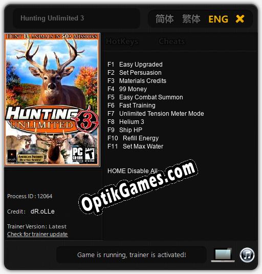 Hunting Unlimited 3: Cheats, Trainer +11 [dR.oLLe]