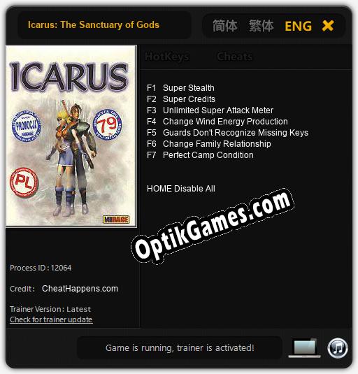 Icarus: The Sanctuary of Gods: Cheats, Trainer +7 [CheatHappens.com]