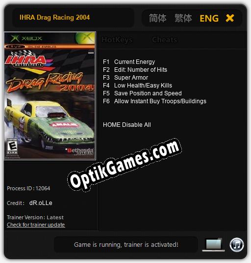 Trainer for IHRA Drag Racing 2004 [v1.0.9]