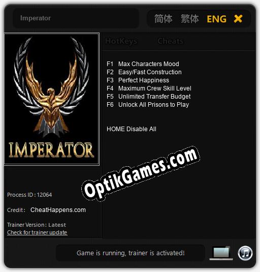 Imperator: Trainer +6 [v1.1]