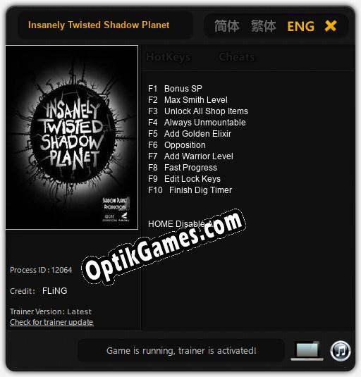 Insanely Twisted Shadow Planet: TRAINER AND CHEATS (V1.0.86)