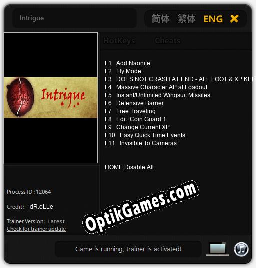 Intrigue: Cheats, Trainer +11 [dR.oLLe]