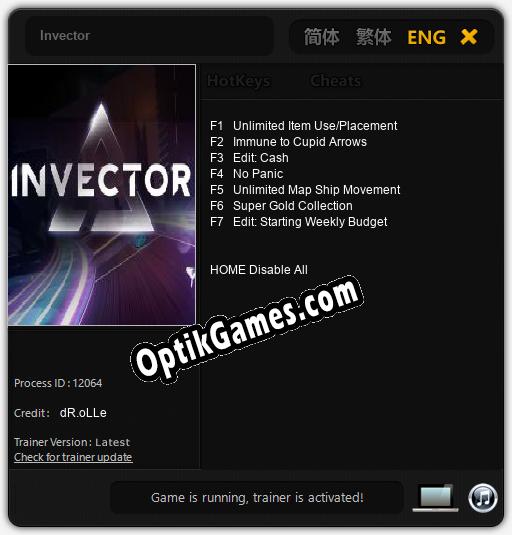 Invector: TRAINER AND CHEATS (V1.0.93)