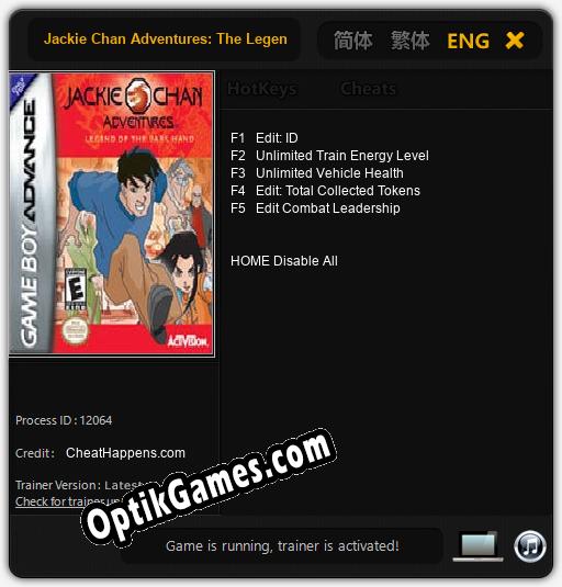 Jackie Chan Adventures: The Legend of the Dark Hand: TRAINER AND CHEATS (V1.0.89)