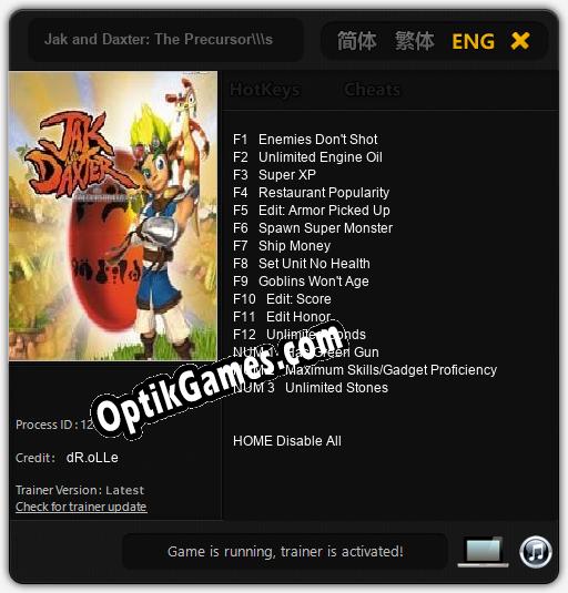 Jak and Daxter: The Precursors Legacy: Cheats, Trainer +15 [dR.oLLe]