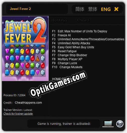 Jewel Fever 2: TRAINER AND CHEATS (V1.0.54)