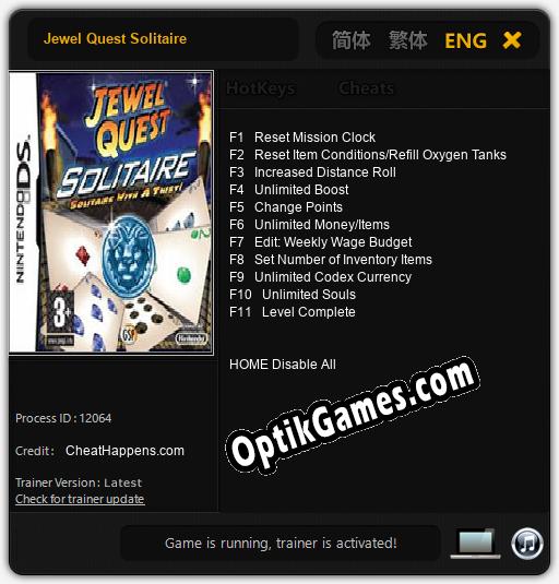 Jewel Quest Solitaire: Cheats, Trainer +11 [CheatHappens.com]