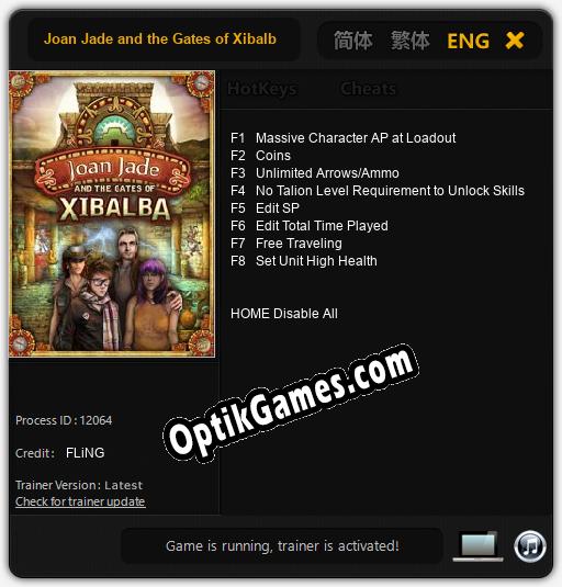 Joan Jade and the Gates of Xibalba: TRAINER AND CHEATS (V1.0.52)