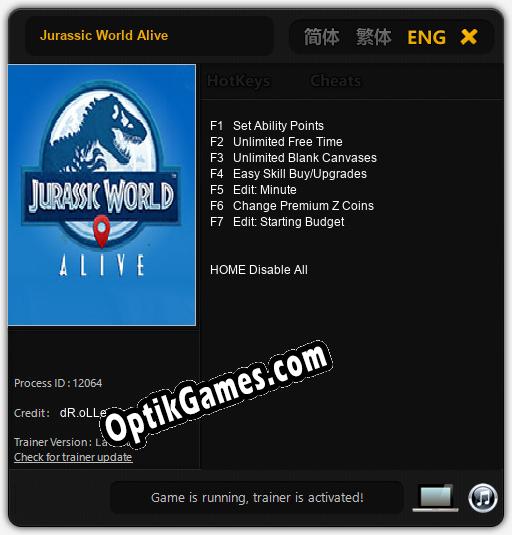 Trainer for Jurassic World Alive [v1.0.5]