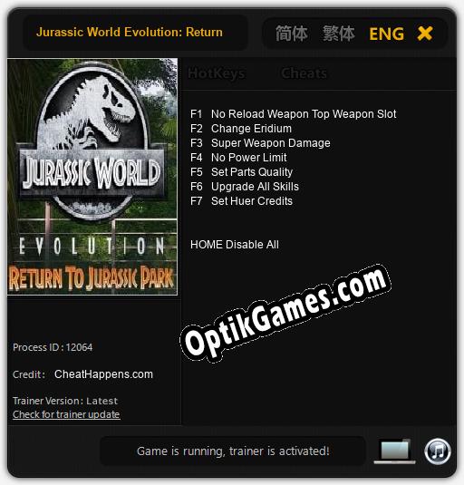 Jurassic World Evolution: Return to Jurassic Park: Trainer +7 [v1.8]
