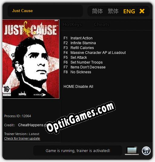 Just Cause: Cheats, Trainer +8 [CheatHappens.com]