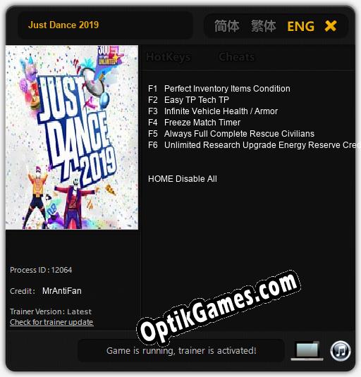 Trainer for Just Dance 2019 [v1.0.6]