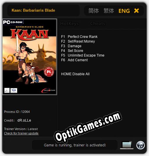 Trainer for Kaan: Barbarians Blade [v1.0.9]