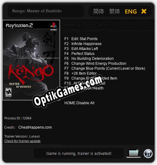 Kengo: Master of Bushido: TRAINER AND CHEATS (V1.0.46)