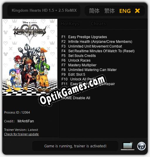 Kingdom Hearts HD 1.5 + 2.5 ReMIX: Cheats, Trainer +11 [MrAntiFan]
