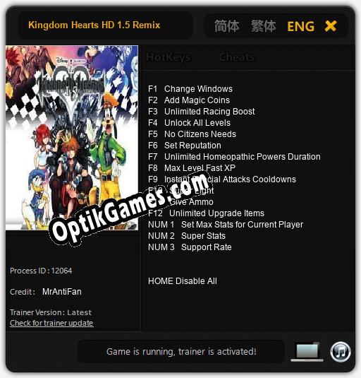 Kingdom Hearts HD 1.5 Remix: Cheats, Trainer +15 [MrAntiFan]
