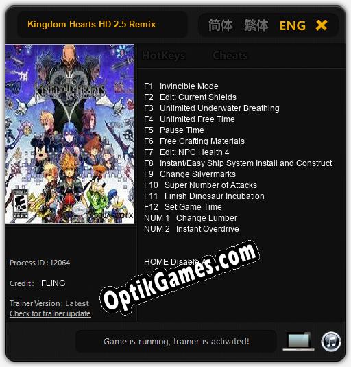 Trainer for Kingdom Hearts HD 2.5 Remix [v1.0.3]