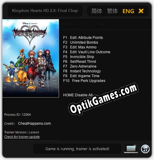 Kingdom Hearts HD 2.8: Final Chapter Prologue: TRAINER AND CHEATS (V1.0.46)