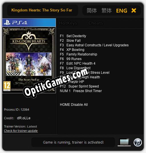 Kingdom Hearts: The Story So Far: TRAINER AND CHEATS (V1.0.7)